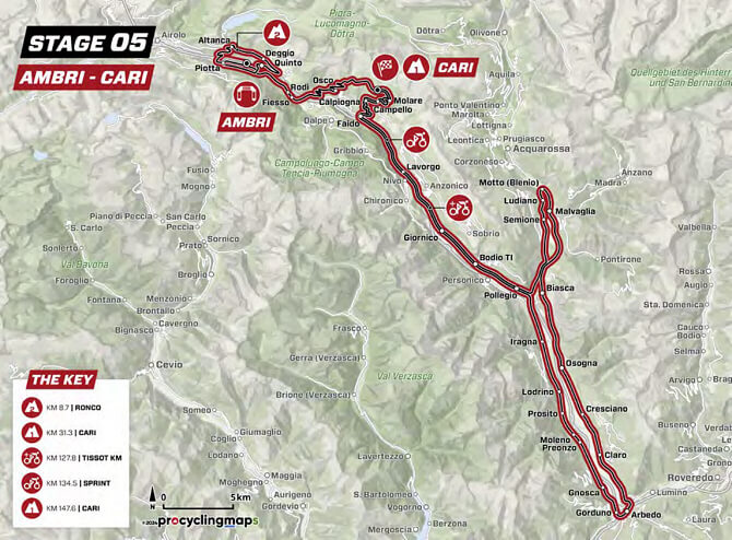 Tour de Suiza 2024 - Mapa del recorrido de la etapa 5
