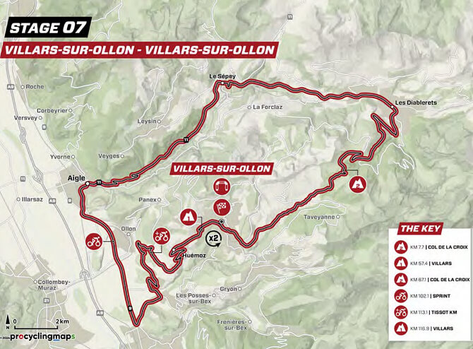 Tour de Suiza 2024 - Mapa del recorrido de la etapa 7