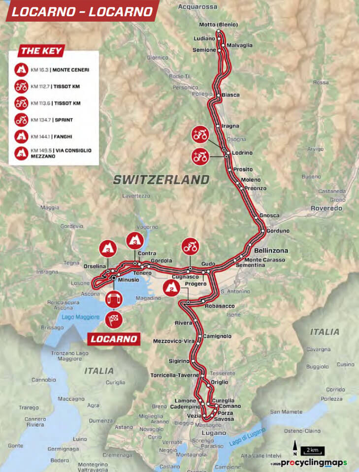 Tour de Suiza 2026 - Mapa del recorrido de la etapa 2 Tour de Suiza 2026 - Mapa del recorrido de la etapa 2