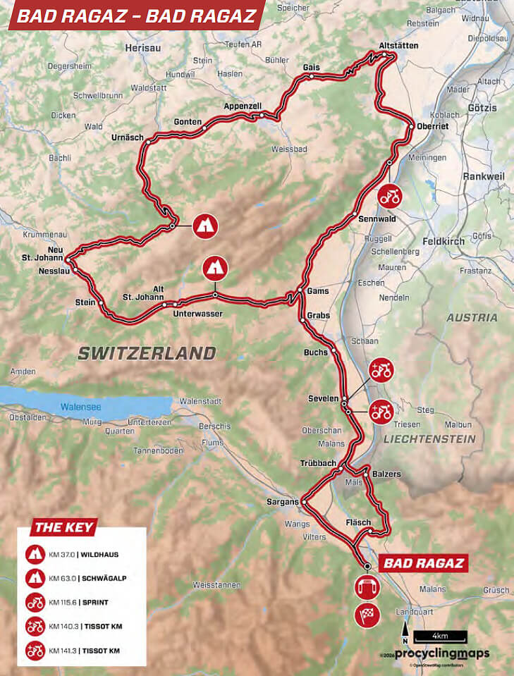 Tour de Suiza 2026 - Mapa del recorrido de la etapa 3 Tour de Suiza 2026 - Mapa del recorrido de la etapa 3