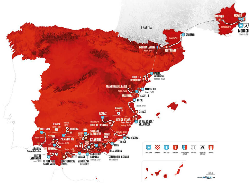 Mapa del recorrido completo de la Vuelta a España 2026 Mapa del recorrido completo de la Vuelta a España 2026