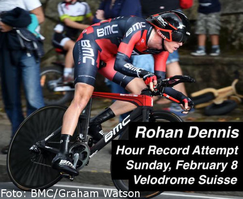 Rohan Dennis buscará batir el Récord de la Hora el 8 de febrero en el Velódromo de Grenchen Rohan Dennis buscará batir el Récord de la Hora el 8 de febrero en el Velódromo de Grenchen
